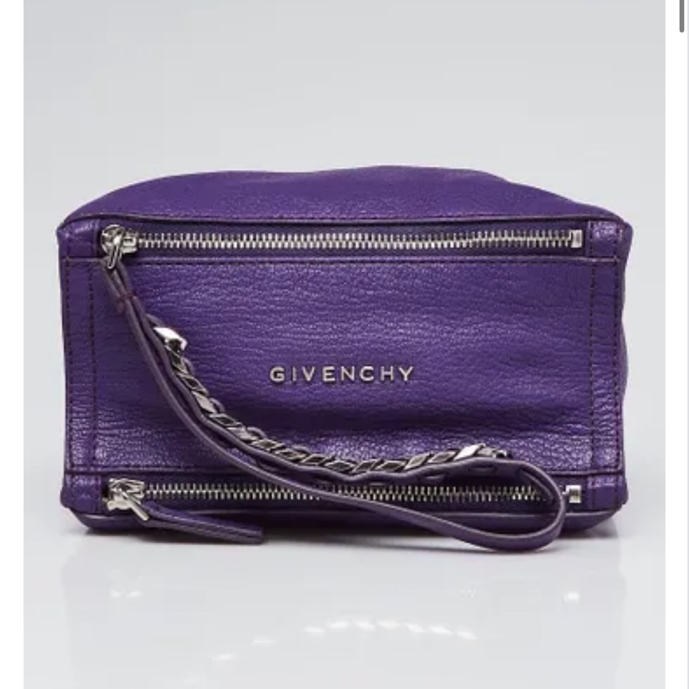 Givenchy Purple Pandora Wristlet Clutch Leather